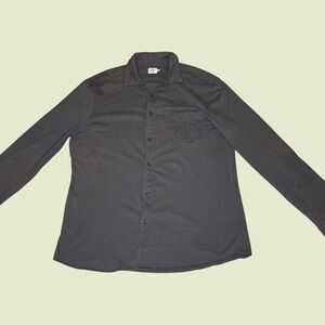 Faherty Mens XL Sweater Button Down Shirt Charcoal Grey Long Sleeve Pocket